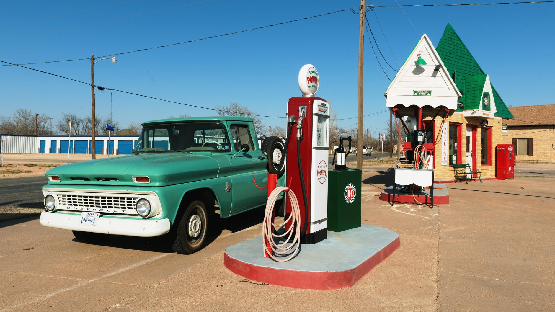 blue sky daylight diesel electric post